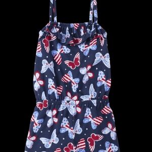 The Children's Place Navy Romper with Patriotic Butterfly Print